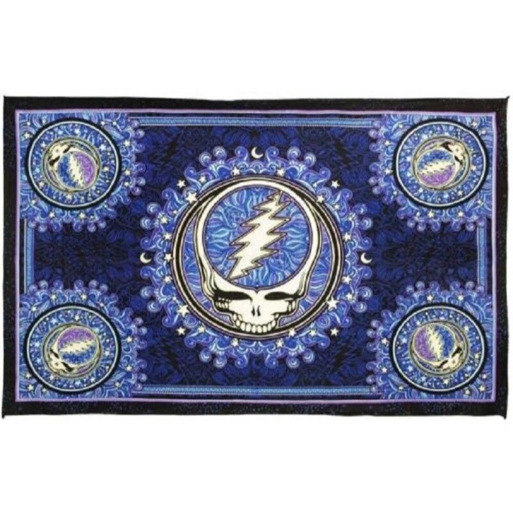 Grateful Dead Tapestry Blue Steal Your Face  Gift Wall Hanging Mini New 45x30 3D